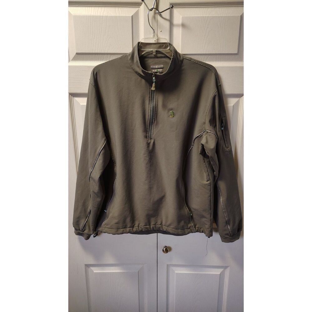 Peter Millar Element Wind Quarter Zip Pullover Jacket Olive Gray Golf Men's XL